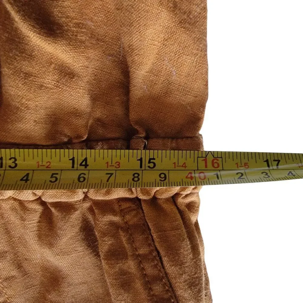 Everlane Linen Sleeveless Spaghetti Strap Open Back Mustard Orange Pant Jumpsuit